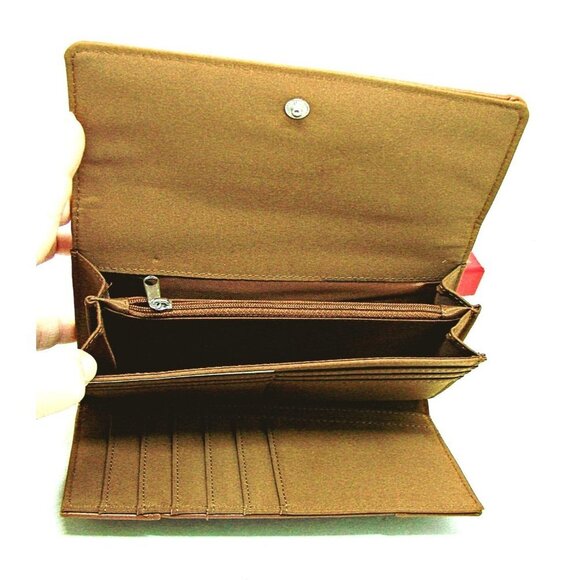 Kim Rogers Full Functional Clutch Wallet With Safe Keeper Liner RFID Cognac NIB - Picture 3 of 11